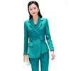 Kvinnors tvåbitar byxor Autumn Winter Formal Uniform Designs Pantsy With and Jackets Coat Professional OL Styles Women Blazers byxor