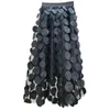 スカートQing Mo Polka Dot Women Skirt Black Spring秋の韓国ファッショントレンドパッチワークメッシュスカートストリートウェアドレスZXF1016 231124