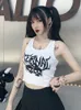 Camisoles tankları harajuku punk goth seksi mahsul üstleri kadınlar yaz mujer 90s grunge grafik kafatası baskısı moda kolsuz ince yelek tank üst 230424