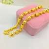 Chains LUXURY 14K GOLD MEN'S NECKLACE FOR WEDDING ENGAGEMENT ANNIVERSARY JEWELRY YELLOW HOLLOW BEADED CHAIN GIFTS MALE