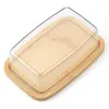 Plates Butter Container Storage Cheese Plate Dish Bamboo Box Kitchenware Set