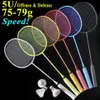 Raquetes de badminton adulto profissional raquete de badminton de carbono completo treinamento leve 5u/g4 corda ofensiva e defensiva raquete de cola de mão 1 peça 231124