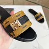 2023 High quality classic designer lock It slippers women lambskin leather metal buckle mule woman sandal shoes beach slides flat heeled shoes size 35 r7yg#