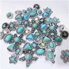 Other Other Sier Color Turquoise Paved Alloy Components 18Mm Snap Button Charms Beads Jewelry Making Diy Necklace Earrings Bracele Dhg Dhcfq