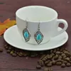 Chains Necklaces For Woman Vintage Thai Silver Leaf Shape Turquoise Necklace Earrings Fashion Jewelry Set Personalized High Quality