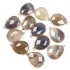 Charms 1 pc Natural Stone Gray Agates Hangdruppel Drop Shape Faceted Gem Stones voor doe -het -zelf dames sieraden maken ketting oorrang 23x33 mm