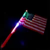 Led American Hand Flags 4: e juli Independent Day USA Banner Patriotic Days Party Flag with Lights Parade Accessory