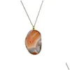 Pendant Necklaces Irregar Slice Geode Crystal Pendant Necklaces Cut Amethyst Natural Stone Pendants Necklace Fashion Jewelry Drop Deli Dhmzq