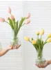 Flores decorativas luz luxo tulipa falso artificial 7 pçs buquê de flores entrada tv gabinete casa ornamentos
