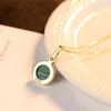 Collana con ciondolo rotondo in malachite placcato retrò in oro 18 carati, gioielli con ciondoli da donna, in argento S925, collana a catena con colletto di fascia alta per le donne, festa di nozze, regalo di San Valentino SPC