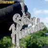 Strands Strings Iced Out Bling Cursive Letter Stay Humble Pendant Necklace Gold Plated Full CZ Zircon Charm Men Fashion Hiphop Jewelry 230424