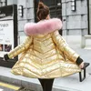 Mulheres para baixo parka jaquetas de inverno longo casaco quente cor prata estilo feminino jaqueta larga gola de pele senhoras parka abrigos mujer invierno 231123