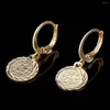 Dangle Earrings Gold Color Coin Muslim Islamic Ancient Arab African Style Jewelry