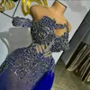 Ostatnie ASO EBI Blue Prom Suknie Syrenka Iluzja wieczorna przyjęcie urodzinowe Drugi przyjęcie afrykańska arabska Nigeria Formalna sukienka druhna Sukienka zaręczynowa ST261