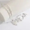 Necklace Earrings Set Delicate Faux Pearl Butterfly Flower Earring Ring Wedding For Women Fashion Silver Plated Bridal Jewelry Party Gift