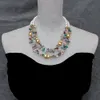 Bärade halsband Yygem 2 rader 10mm White Sea Shell Pearl 7x14mm Multi Color Crystal Necklace 231124