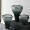 VASES HOME FURNISHING MODENT SIMPLE BLACK GREA HORN GLASS VASEリビングルームダイニングデスクトップ装飾