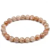 Strand Gem Sunstone Orange Moonstone Armband 6-12mm Lämplig för män och kvinnor Round Energy Stone Pärlor smycken gåva handgjorda