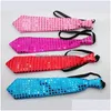 Party Decoration Adts Child Sequins Led Necktie Light Up Neck Tie Luminous Bowtie Flashing Favor Christmas Halloween Club Bar Stage Dh5Ae