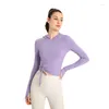 Chemises actives Wome Yoga Shirt Hooded Long Sleeves With Thumb Hole Tie Waist Design Solid Nylon Spandex