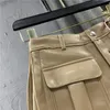 Women's Shorts PREPOMP Spring Arrival High Waist Cargo Short Pants Loose Pockets Wide Peg Pu Shorts Casual Women GD662 230424