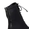 Большой размер 34-43 растягивание Lycra Fashion Angle Boots Women Black Pointy Toe кожаные кружевы насосы Lady High Heels The Wearts Shoes осень 230424