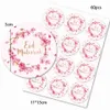 New 60pcs EID Mubarak Stickers Wreath Flower Round Sticker for Ramadan Kareem Muslim Wedding Birthday Party Gifts Wrapping Supply