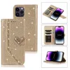 Bling Diamond Glitter en cuir Portefeuille pour iPhone 11 12 Mini 13 14 Pro Max XS MAX 6 7 8G Plus Étui du support de téléphone