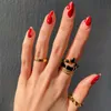 Anillo de esmalte de gota negro Vrown de moda minimalista francesa para mujer estilo Ins Vintage accesorios de joyería que combinan con todo