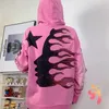 Jaquetas masculinas 2023 outono inverno tendência americana marca hellstar rosa hoodie retro do velho moletom com capuz high street pulôver homens mulheres 231123