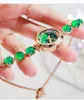 Wristwatches Lunxry Green Nature Jade Stone With Zircon Bracelet Jewellery Quartz Watch For Women