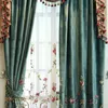 Curtain Floral Living Room Bedroom Balcony Curtains European Luxury Atmospheric Blackout Green Blue Velvet Embroidered