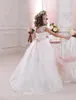 Girl Dresses White Vintage Jewel Neck Sash LaceFlower Girls Fashion Pageant Communion For