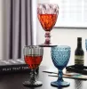 Stanleliness 48 pieces / carton European Style Embossed Wine Glass Stained Glass Beer Goblet Vintage Wine Glasses Household Juice Drinking Cup Thickened FY5509 5VZE