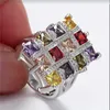 Anéis de cluster MFY cor quadrada cristal grandes anéis para mulheres anel de jóias feminino geométrico grandes anéis para mulheres anel de casamento loja especiais 230424