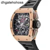 Richardmill Relógio Relógios Mecânicos Suíços Richar Mille Felipe Massa Time Code Rose Gold Mens Relógio de Pulso Rm011