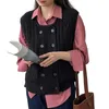 Gilets pour femmes Lady Printemps Pull Confortable Tricoté Gilet À Double Boutonnage Doux Chaud Élégant Haut Sans Manches Avec Motif De Fleurs Torsadées Femmes