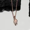 メッキシルバー18Kゴールドファインチェーンダイヤモンドペンダント女性用の長いネックレス