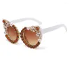 Sunglasses 2024 Sun Glasses Cat Eye Flower Color Diamond Female Bar Interpretation Stage Performance Patty