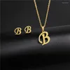 Ensemble de collier et boucles d'oreilles en acier inoxydable, pendentif de 26 lettres, 3 pièces, accessoires, vente en gros