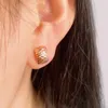 Stud Earrings FINE 18K Yellow Gold Women AU750 Shine