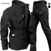 Mens Tracksuits Windproof Waterproof Biker Suit Men Tactical Jacket Pants Set Winter Shark Skin Militär Soft Shell Uniform Warm Fleece Coats 231123