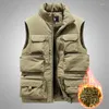 Coletes masculinos 2023 colete casaco inverno sem mangas jaqueta colete grosso lã quente workwear tops carga windbreaker moda tamanho grande