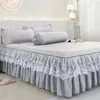 Spódniczka spódniczka Elastyczne łóżko spódnicę miękka wygodne wyposażone arkusz łóżka odporny na spódnice z litego koloru single królowa królowa rozmiar 230424