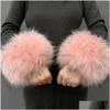 Fingerless Gloves Fingerless Gloves Women Faux Fur Cuffs Wristband Winter Warmer Arm Wrist Raccoon Sleeve Fluffy Oversleeve Drop Deliv Dhnxz