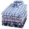 Casual shirts voor heren lente en zomer katoen dunne plaid lang shirt met korte mouwen allemaal losse jonge van middelbare leeftijd