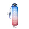 Water Bottles Motivational Water Bottle With Straw Noozle With Time Marker Leakproof Sports Water Bottle For Gym Camping Large Capacity 230422