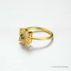 Pierścienie zespołowe luksusowy retro pałac szlachetny pierścień kwiatowy Kobiety moda srebrna 18k złoty pierścionek błyszczący cyrkon biżuteria walentynkowa prezent