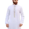 Etniska kläder män muslimska islamiska abaya jubba thobes pakistan marockansk kaftan tryck vita långa kläder saudi arab homme eid bönklänning