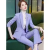 Women's Two Piece Pants Small Suit Jacket Autumn And Winter Fashion Temperament Leisure Formal Wear Business Work Clothes Wide Leg Ove